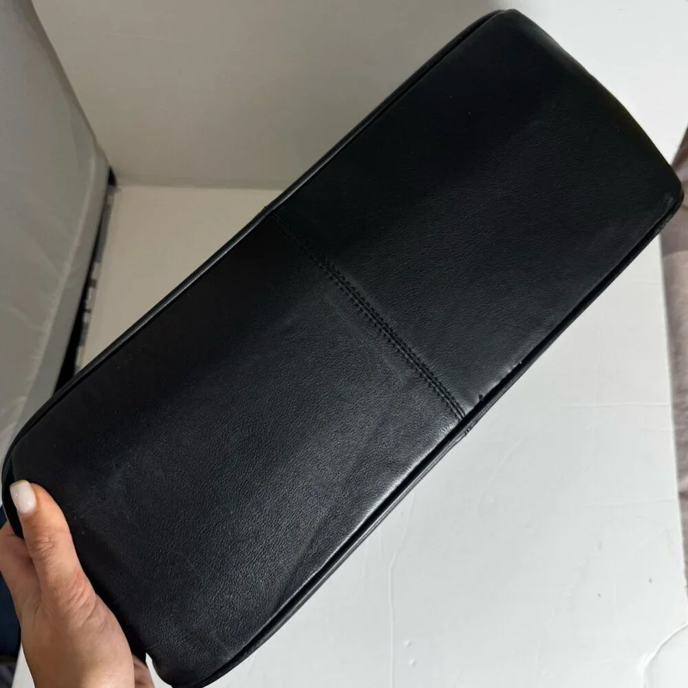 Frye Leather Briefcase Messenger Bag Black Laptop Corporate Quiet Luxury Unisex